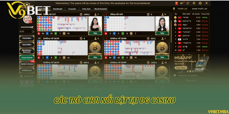 Các trò chơi nổi bật tại DG Casino